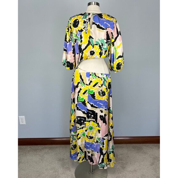 ASOS Edition Womens Blouson Sleeve Cut Out Midi Dress Oversized Floral Print 12 - Picture 10 of 16